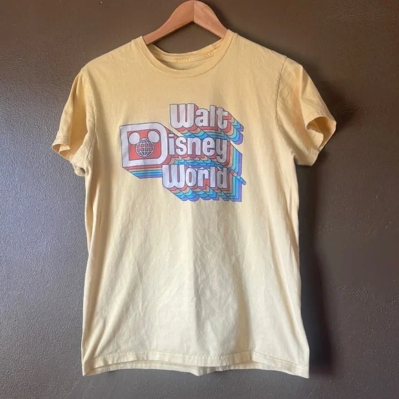 Disney Tops Walt Disney World Retro Design Yellow Graphic Tee